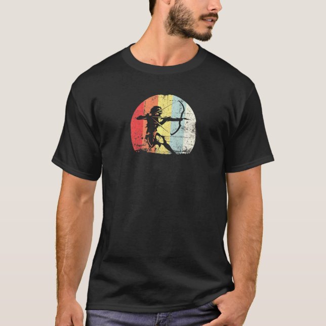 Archery Archer Retro Sol Bow Hunting T Shirt (Framsida)