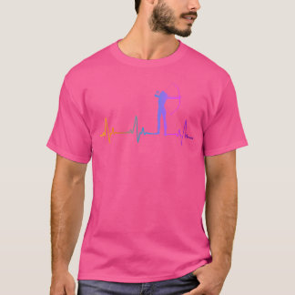 Archery Bow Archer Girl Heartslag Pulse Rainbow T Shirt