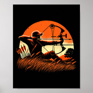 Archery Bow Hunter Hjort Mule Elk Bow Hunting Poster