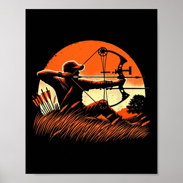 Archery Bow Hunter Hjort Mule Elk Bow Hunting Poster (Framsidan)
