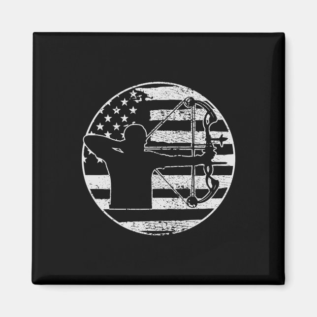 Archery Bow Hunting USA American Flagga 4 juli Magnet (Framsidan)