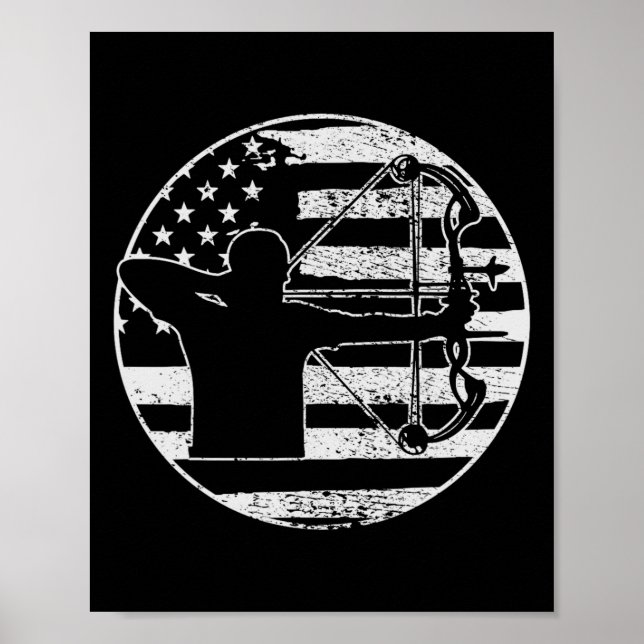Archery Bow Hunting USA American Flagga 4 juli Poster (Framsidan)