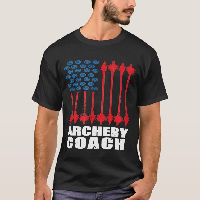 Archery Coach US Flaggor Player Team Instructor Da T Shirt (Framsida)