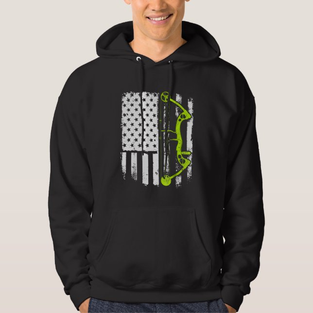 Archery Compound Bow USA flagga Hoodie (Framsida)