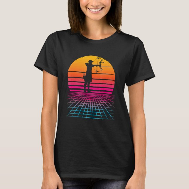 Archery Compound Bow Vaporwave Japanese Aesthetic  T Shirt (Framsida)