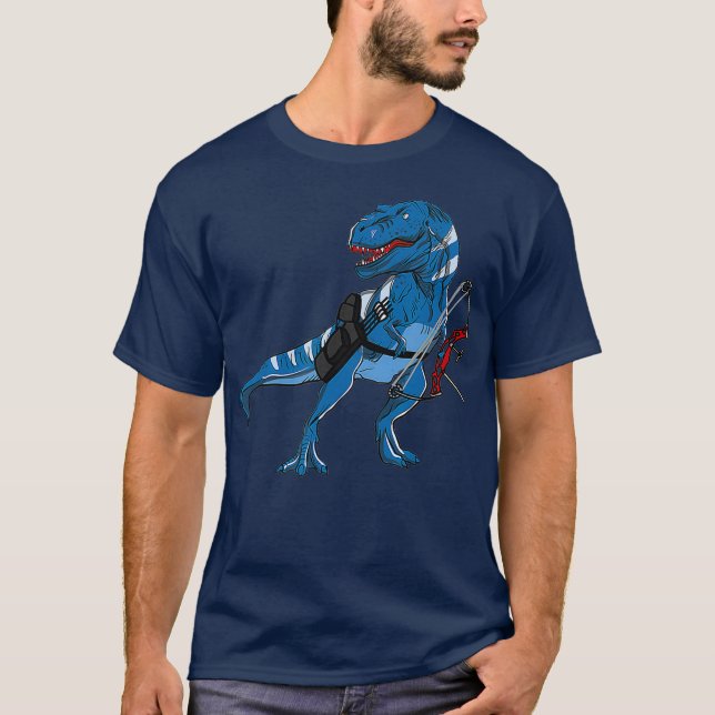 Archery Dinosaur Tee Shirt Gifts Funny Trex med (Framsida)