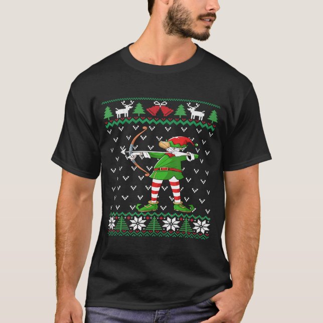 Archery Elf Archer Bow and Arrow Ugly jul T Shirt (Framsida)
