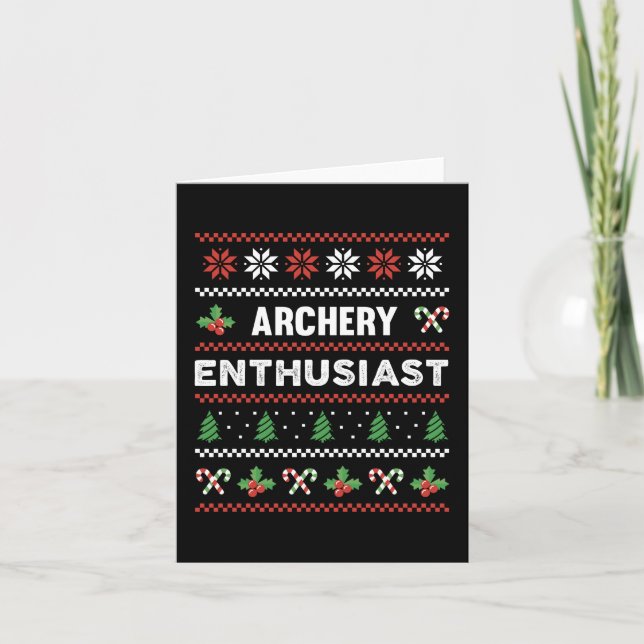 Archery Enthusiast Ugly Christmas Sweater Gift Kort (Framsida)
