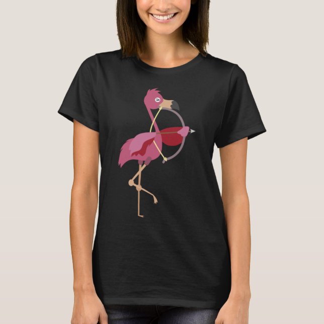 Archery Flamingo Bow and Arrows Archer Animals T Shirt (Framsida)