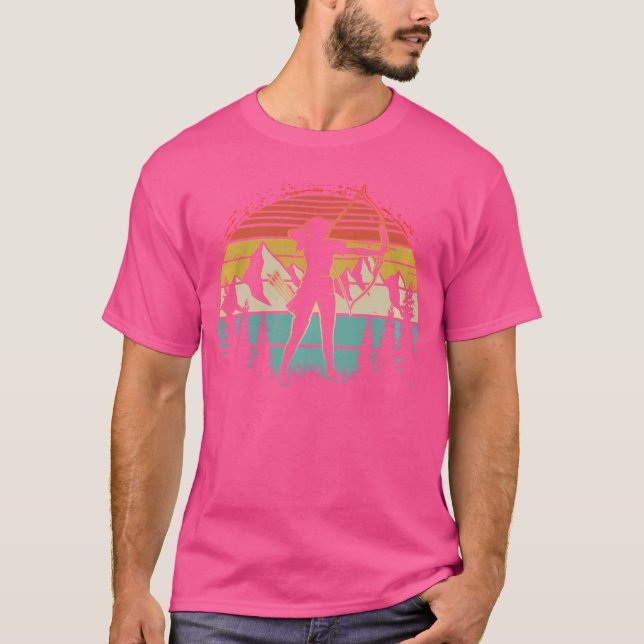 Archery Girl Archer Bow Sunset T Shirt (Framsida)