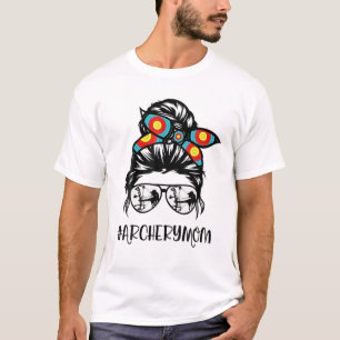Archery Mamma Life Messy Bun Hair Glasses Mor T Shirt