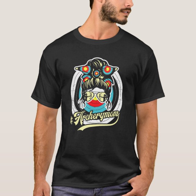 Archery Mamma Life Messy Bun Hair Glasses T Shirt (Framsida)