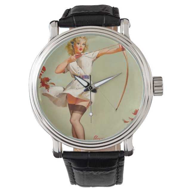 Archery Pin-Up Girl Armbandsur (Framsida)