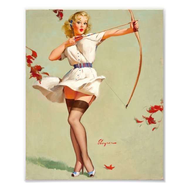 Archery Pin-Up Girl Fototryck (Framsidan)