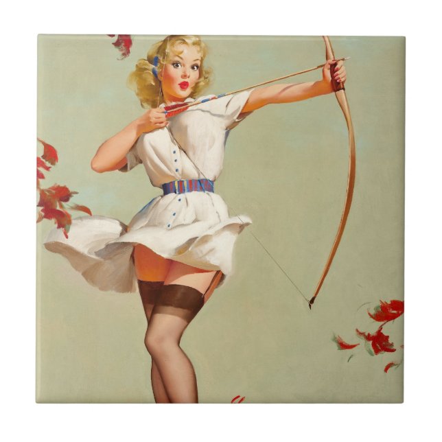 Archery Pin-Up Girl Kakelplatta (Framsidan)