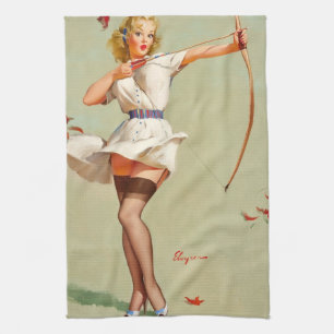 Archery Pin-Up Girl Kökshandduk