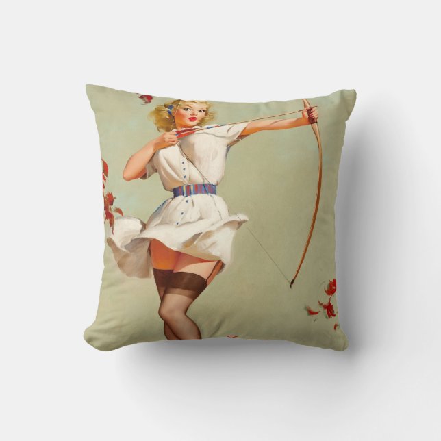 Archery Pin-Up Girl Kudde (Framsida)