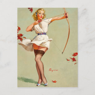 Archery Pin-Up Girl Vykort