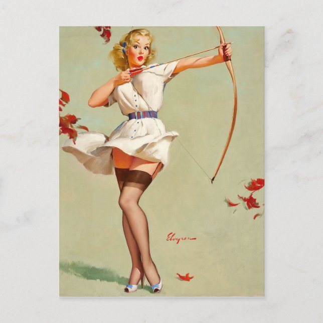 Archery Pin-Up Girl Vykort (Framsida)