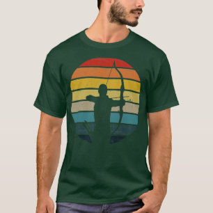 Archery Silhouette på en stressad Retro Sunset (rR T Shirt
