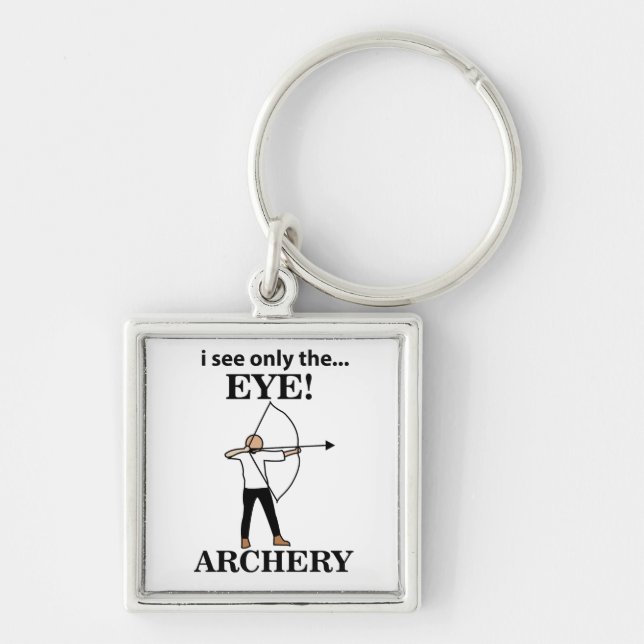 Archery Sports Bow Arrow Archery Fyrkantig Silverfärgad Nyckelring (Framsidan)