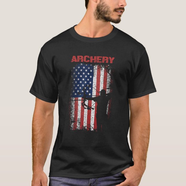 Archery Sports Retro American Flagga America USA B T Shirt (Framsida)