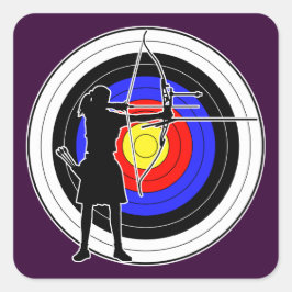 Archery & target 02 fyrkantigt klistermärke
