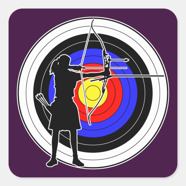 Archery & target 02 fyrkantigt klistermärke (Framsida)