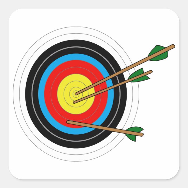 Archery Target Fyrkantigt Klistermärke (Framsida)