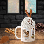 Arches 4 Photo  | Terracotta par   Namn C Kaffemugg<br><div class="desc">Det här parets design har fyra pipade foton med sammanflätade vita och terracotta tillbaka ramar på  rosa. Rum har varit designat nedan för parets namn i skripttext.</div>