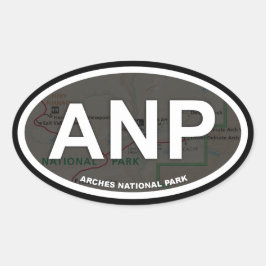 Arches karta-dekal (vit text) ovalt klistermärke