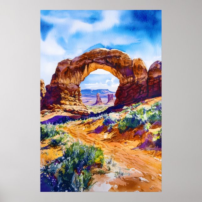 Arches National Park Akvarell Akvarell Poster (Framsidan)