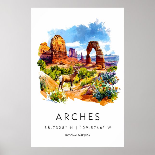 Arches National Park Akvarell Poster Arches (Framsidan)