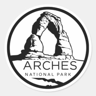 Arches National Park Black Emblem Runt Klistermärke