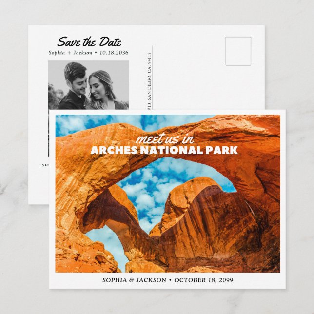 Arches National Park Bröllop Save the Date Vykort (Fram/baksida)