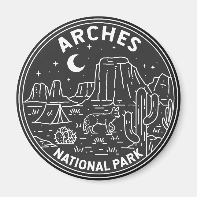 Arches National Park Delicate Arch Monoline  Magnet (Framsidan)