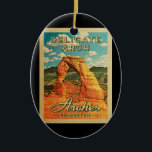 Arches National Park - Delikat Arch Vintage Julgransprydnad Keramik<br><div class="desc">Nationalparken vintage resor Arches nationalpark - Fintvätt av ömtålig båge med den naturliga röda stenen av Fintvätt.</div>