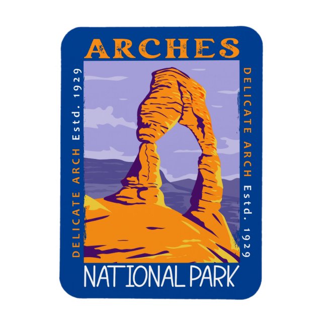 Arches National Park Delikate Arch Vintage Magnet (Vertikal)