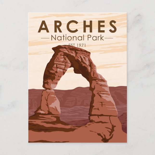 Arches National Park Delikate Arch Vintage Vykort (Framsida)