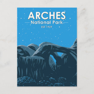 Arches National Park Dubbelvalv Natthimmel Vintage Vykort