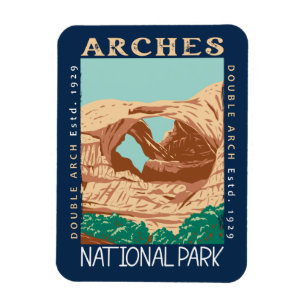 Arches National Park Dubbla Arch Retro Distress Magnet
