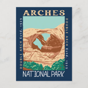 Arches National Park Dubbla Arch Retro Distress Vykort