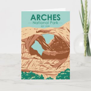 Arches National Park Dubbla Arch Vintage Card Kort