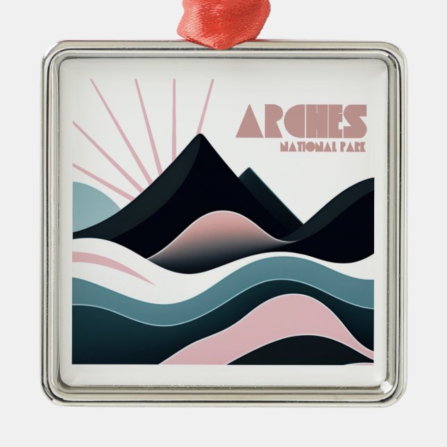 Arches National Park Färgad Backe Julgransprydnad Metall (Framsidan)