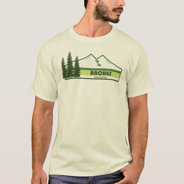 Arches National Park Grönt Rand T Shirt (Framsida)