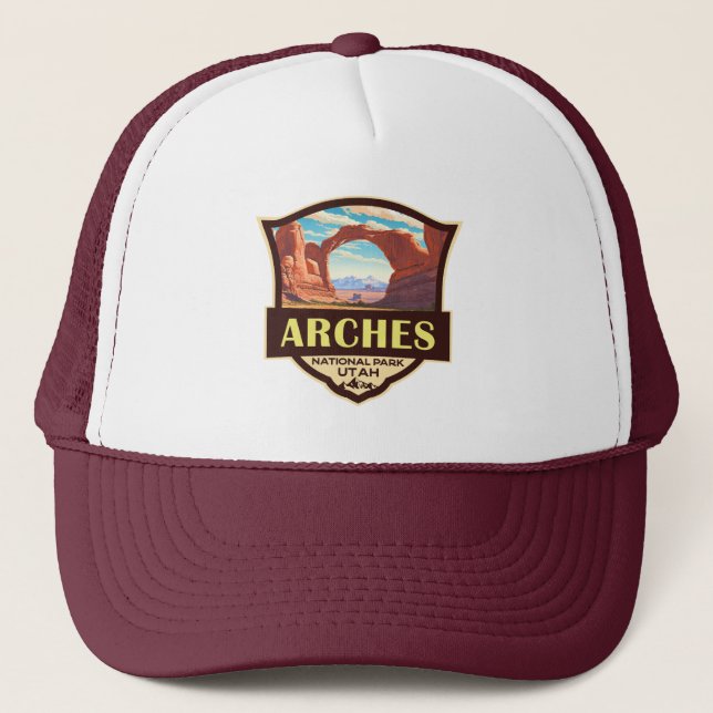 Arches National Park Illustration Retro Keps (Framsida)