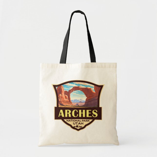 Arches National Park Illustration Retro Tygkasse (Framsidan)