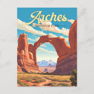 Arches National Park Illustration Retro Vykort