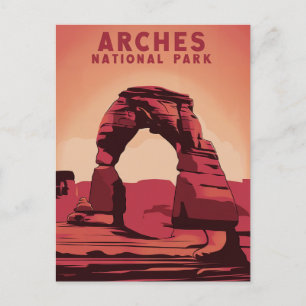 Arches National Park Minimalistic Illustration Helg Vykort