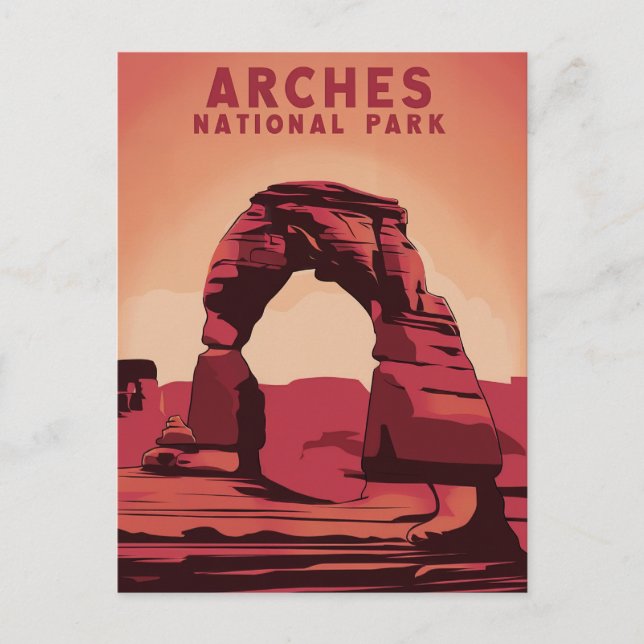 Arches National Park Minimalistic Illustration Helg Vykort (Framsida)